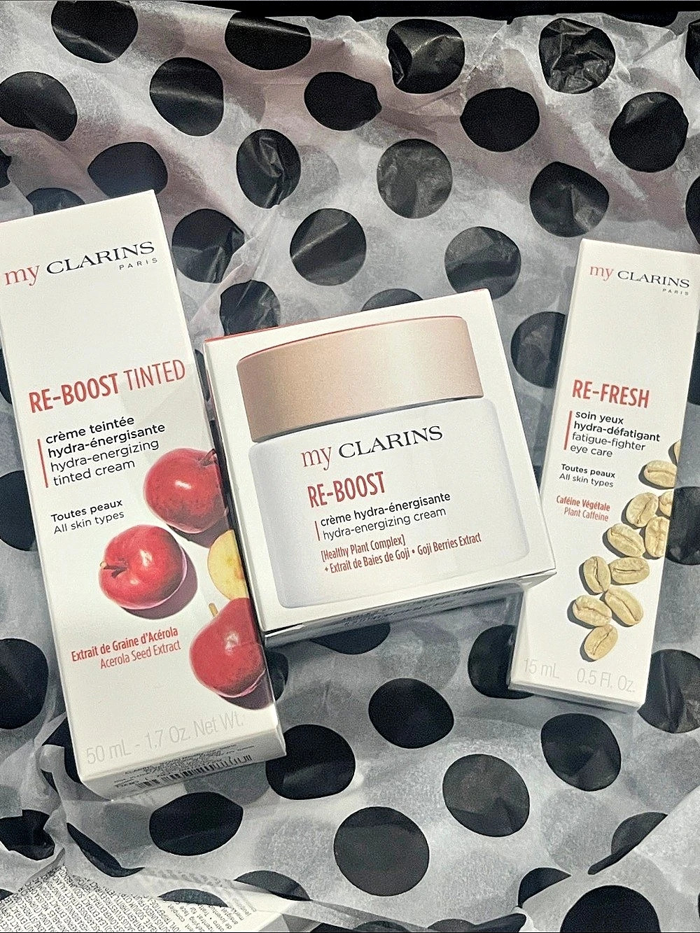 My Clarins Re-Boost Skincare Set NWT in original packaging